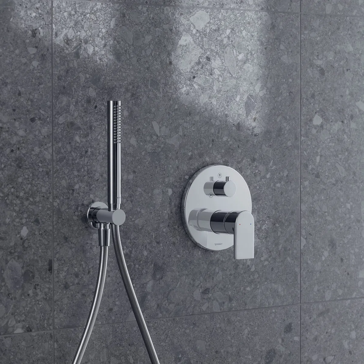 Duravit Universal flexible de douche, tuyau de douche 1,25 m avec protection contre la torsion, protection contre le pliage, anti-torsion, chromé