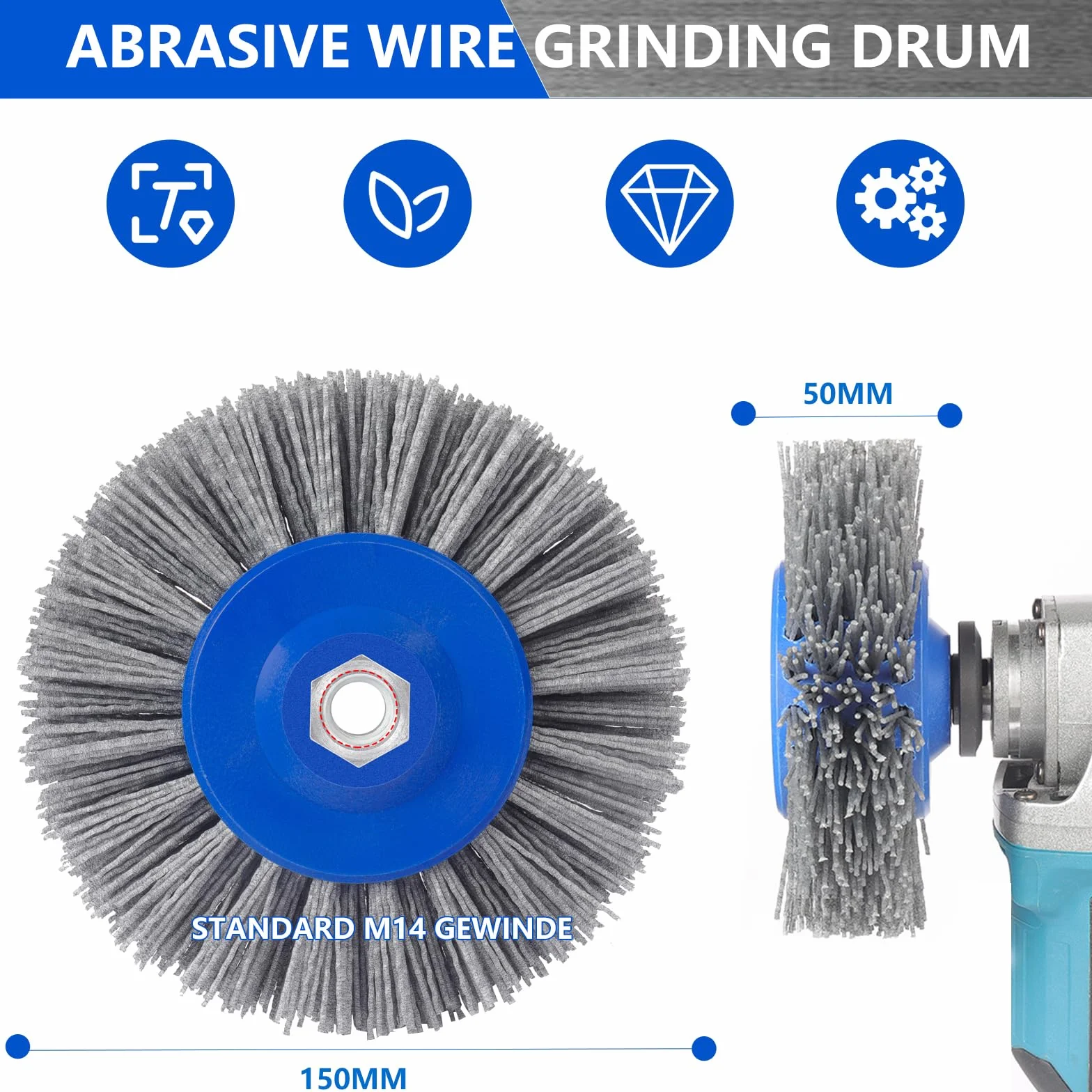 Brosse Abrasive 120 Grains 150mm Brosse En Nylon Brosse Métallique Brosse De Polissage Pour Polisseuse Satinée Brosse à Poils M14