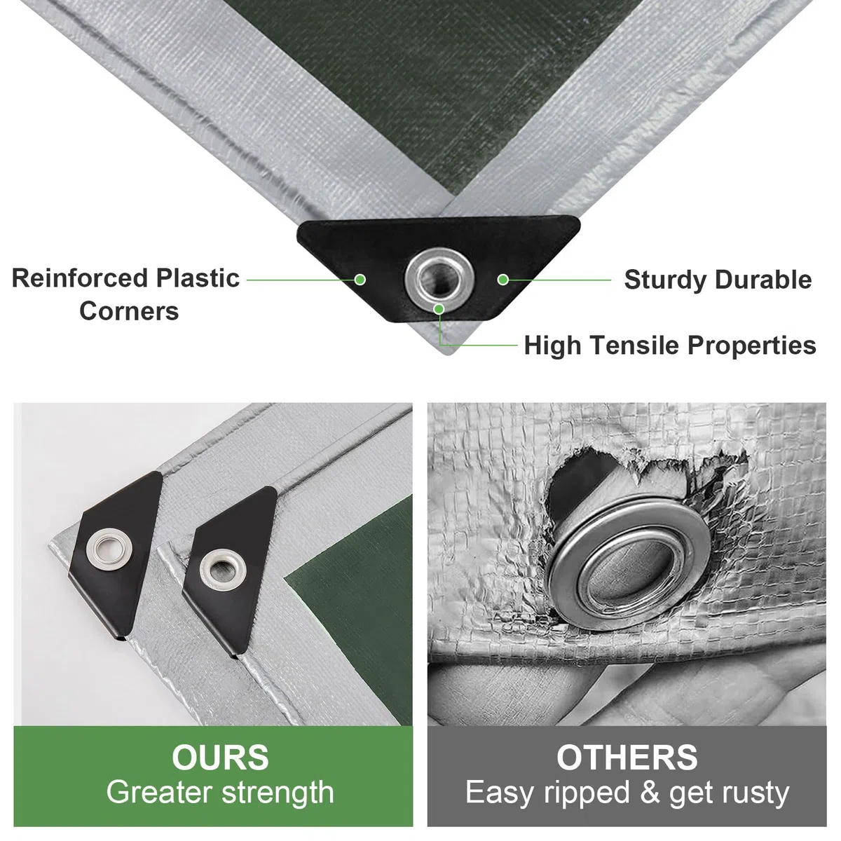 Bâche imperméable et résistante - Bâche en plastique PE épaisse 180 g/m² - Résistante au gel et aux UV - Pour jardin, tonnelle, camping, meubles - Abri de jardin (3 x 3 m)