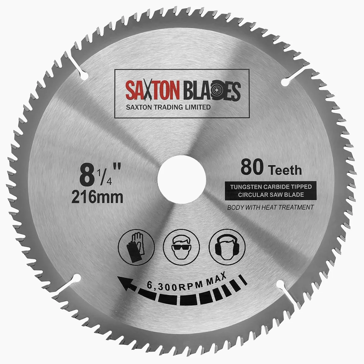 Saxton TCT21680T Lame de scie circulaire à bois avec dents en carbure de tungstène - 216 x 30 mm x alésage x 80 dents pour Bosch Makita Dewalt