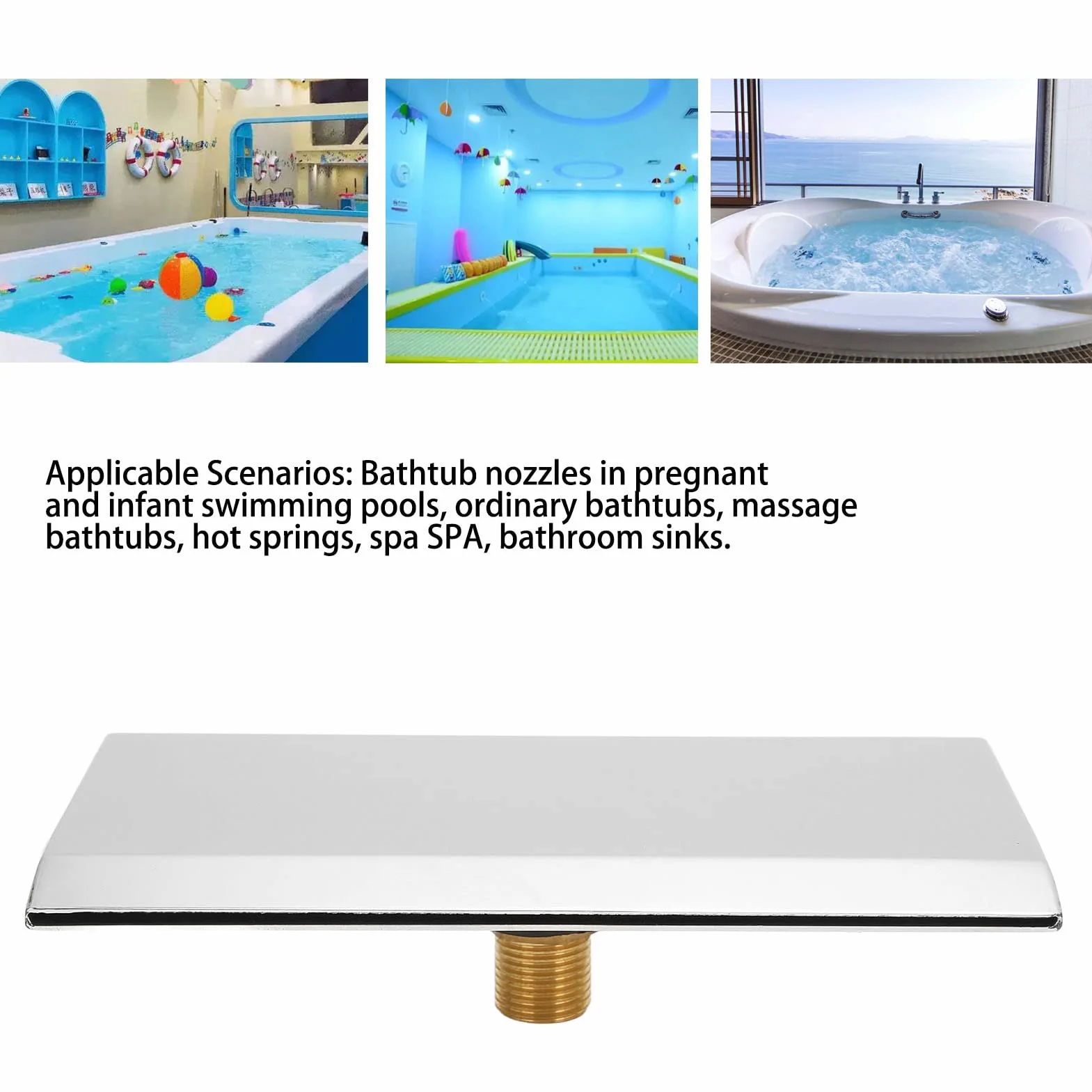 Bec de Baignoire Cascade, Externe Bassin Cascade Cascade Fontaine de Piscine en Acier Inoxydable, Bec de Baignoire Mural Robinet de Buse pour SPA, Piscine