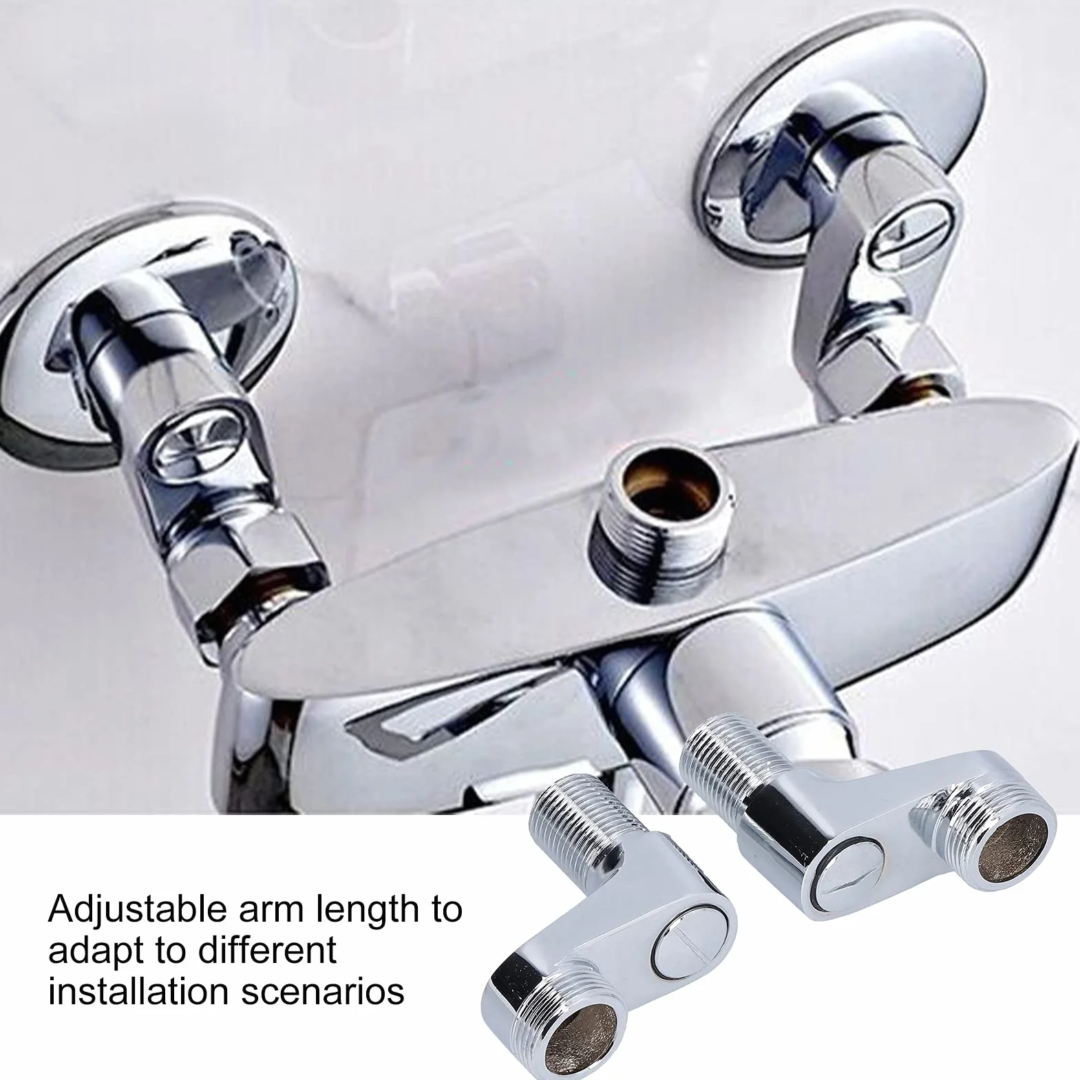 FLEXMAN 2 Pièces Clawfoot Adaptateur, Adaptateur G1/2 à G3/4 Adaptateur Lot de 2 Adaptateurs de Robinet de Baignoire, Bras Oscillant Réglable Robinet de Douche à Pied avec Joint pour Salle