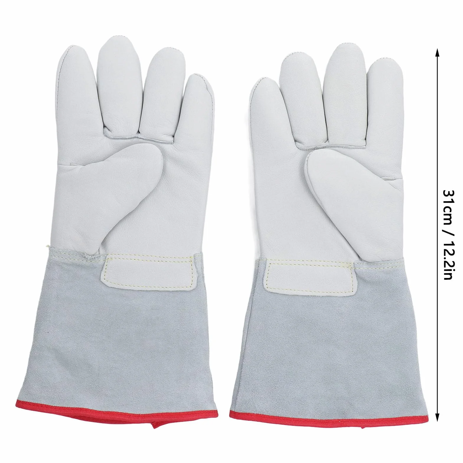 Tnfeeon 1 Paire de Cryogéniques en Cuir épais de 12,2" à Mi-bras, de Protection Antigel, Protection contre le Froid Extrême pour L'azote Liquide, la Glace Sèche, le Stockage au Froid