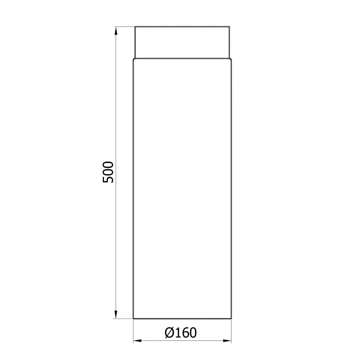 Raik sh003–160 de fumée SW de tube/tuyau de poêle 160 mm – 500 mm Noir