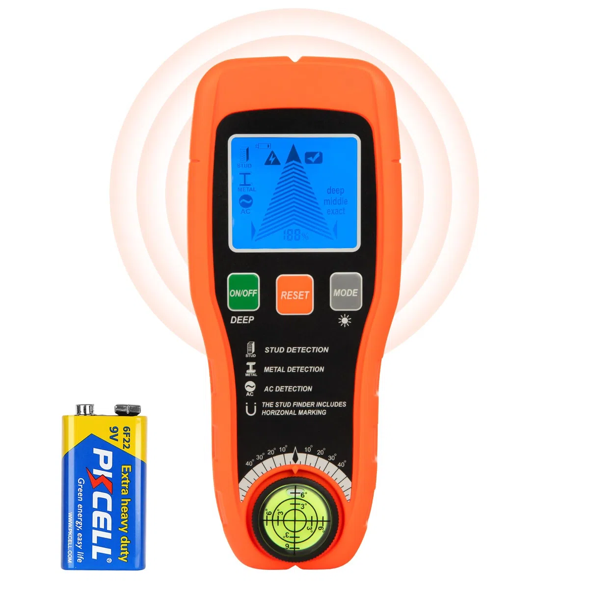 Détecteur De Tubes Et Câbles, Détecteur Numérique De Fils Et Métaux Avec Affichage Lcd, Détecteur De Fil En Courant Alternatif, Poutrelles En Bois, Tuyaux, Clous Et Niveau à Bulle, Capteur (orange)