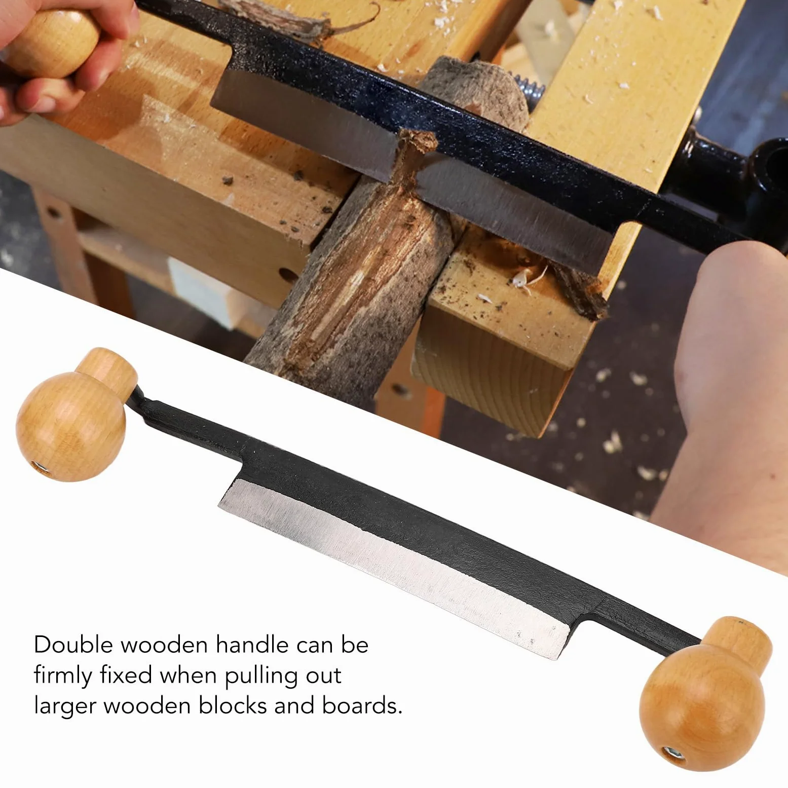 HERCHR Couteau à Tirage Droit pour Travail du Bois,Ecorceur de Dois,Ensemble de couteaux de rasage, manche en bois, couteau droit, outil d'écorçage, lame incisive en acier au tungstène Outil à Main