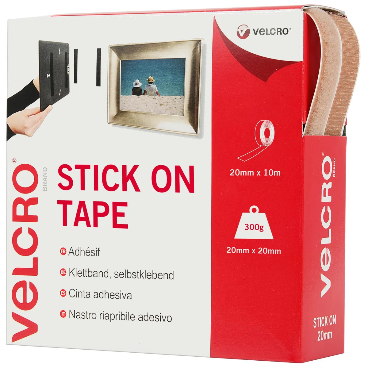 Velcro Marque, Ruban Adhésif Auto-Agrippant À Crochets Et Boucles, Qui Se Coupe À La Longueur Désirée & Parfait Pour La Décoration De Pièce, Maison, Bureau, Dans Le Garage, Beige 20 Mm X 10 M