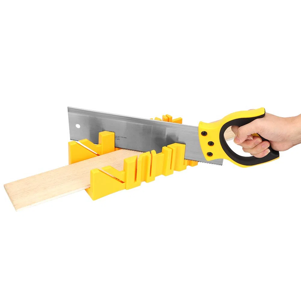 Wakects Scie à bois, Boîte à onglets de serrage en plastique ABS de 30,5 cm avec scie arrière de 35,6 cm pour menuisier
