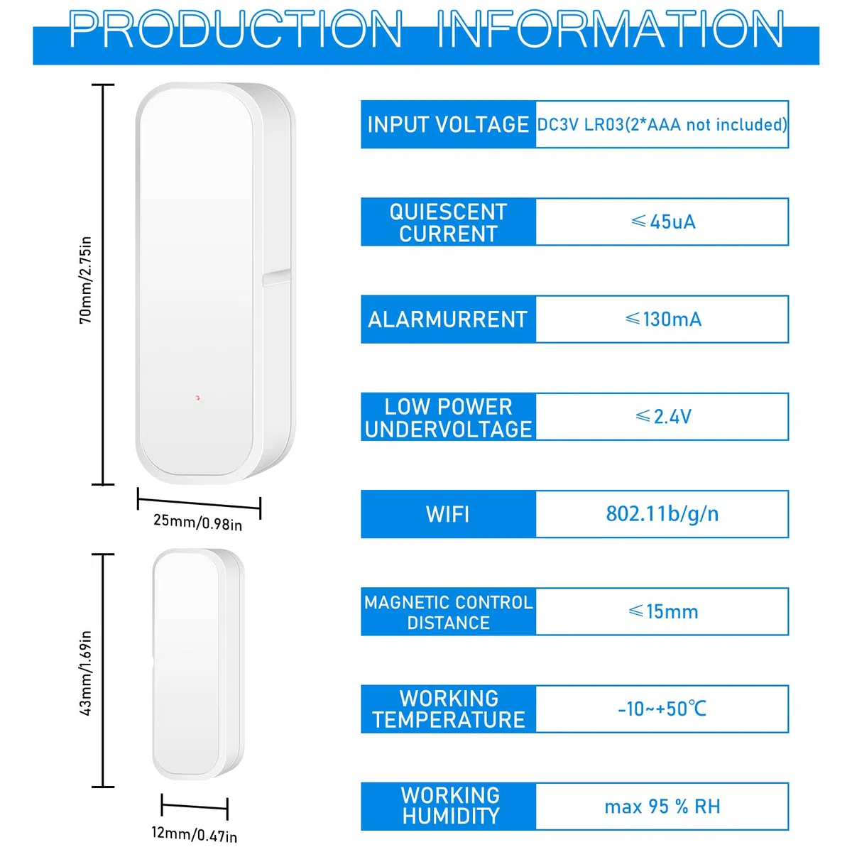 Lot de 2 capteurs de porte WiFi Smart Tuya, détecteur intelligent d'ouverture et de fermeture, notification d'application sans fil pour maison, hangar, garage