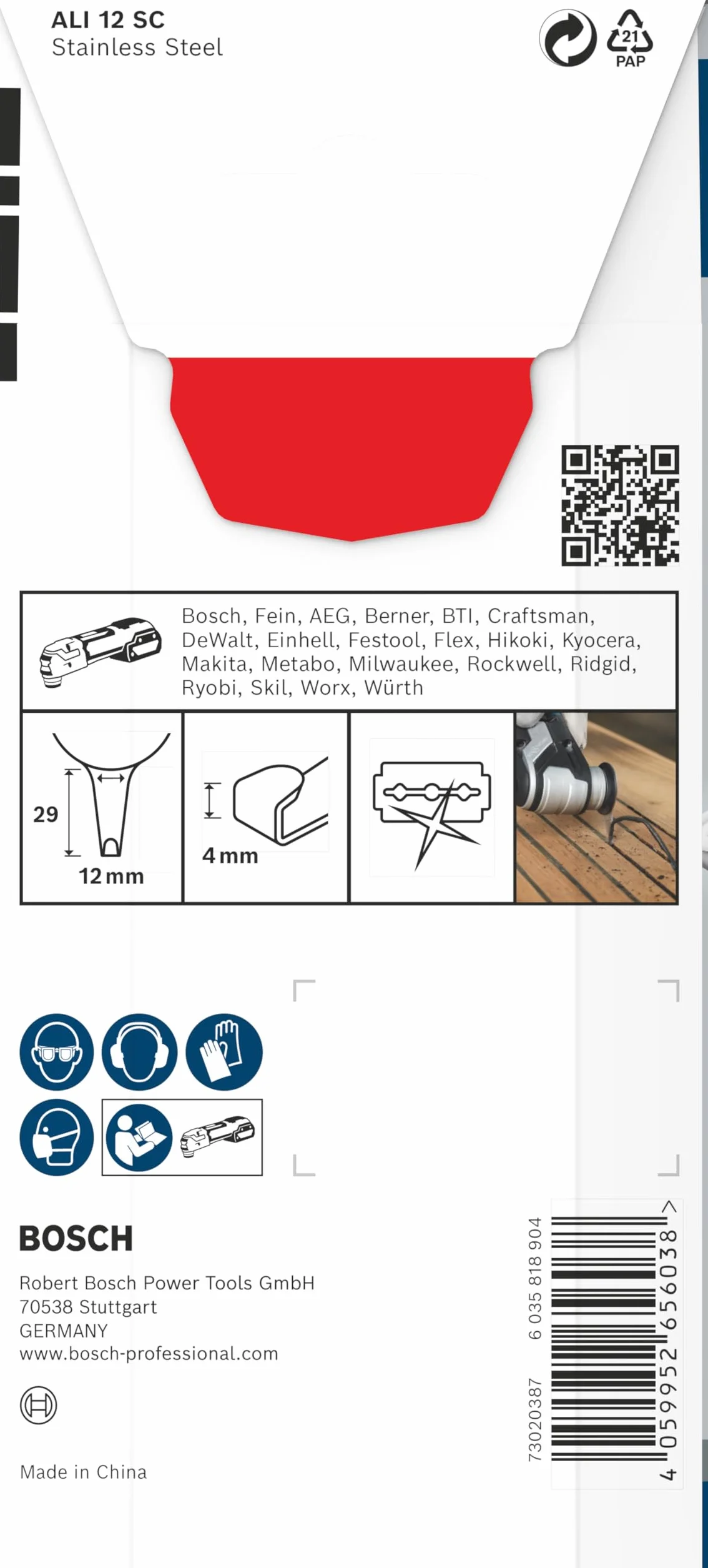 Bosch 1x Lame pour outil multifonctions PRO Silicone ALI 12 SC (pour Silicone, Silicone, Largeur 12 mm, Professional Accessoire Outil multifonction)