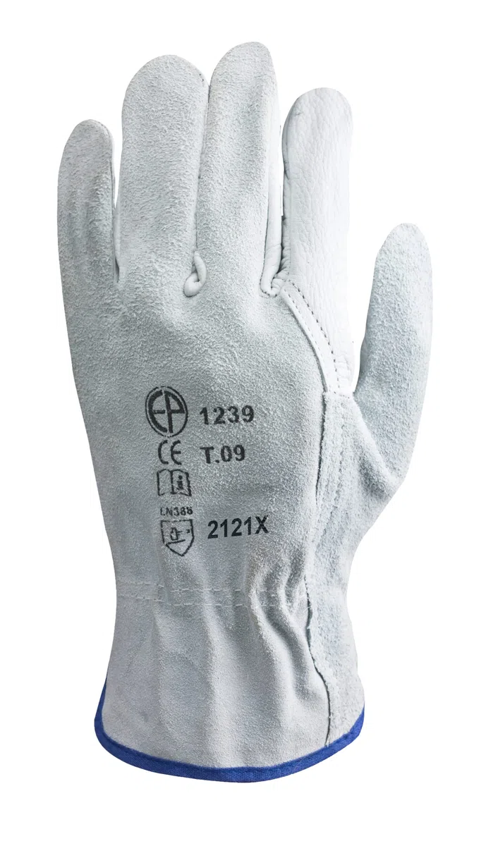 LOT DE 10 PAIRES DE GANTS CUIR PAUME FLEUR DOS CROÛTE DE BOVIN 1240 DE EUROTECHNIQUE