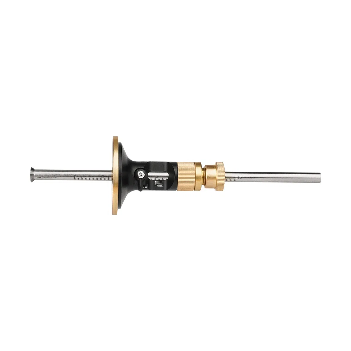 Jauge de marquage de roue avec clé T15, 0,2 mm, kit de jauge de marquage de roue léger, micro ajusteur pour travail du bois (noir + or, taille : 21,6 x 5,8 cm)