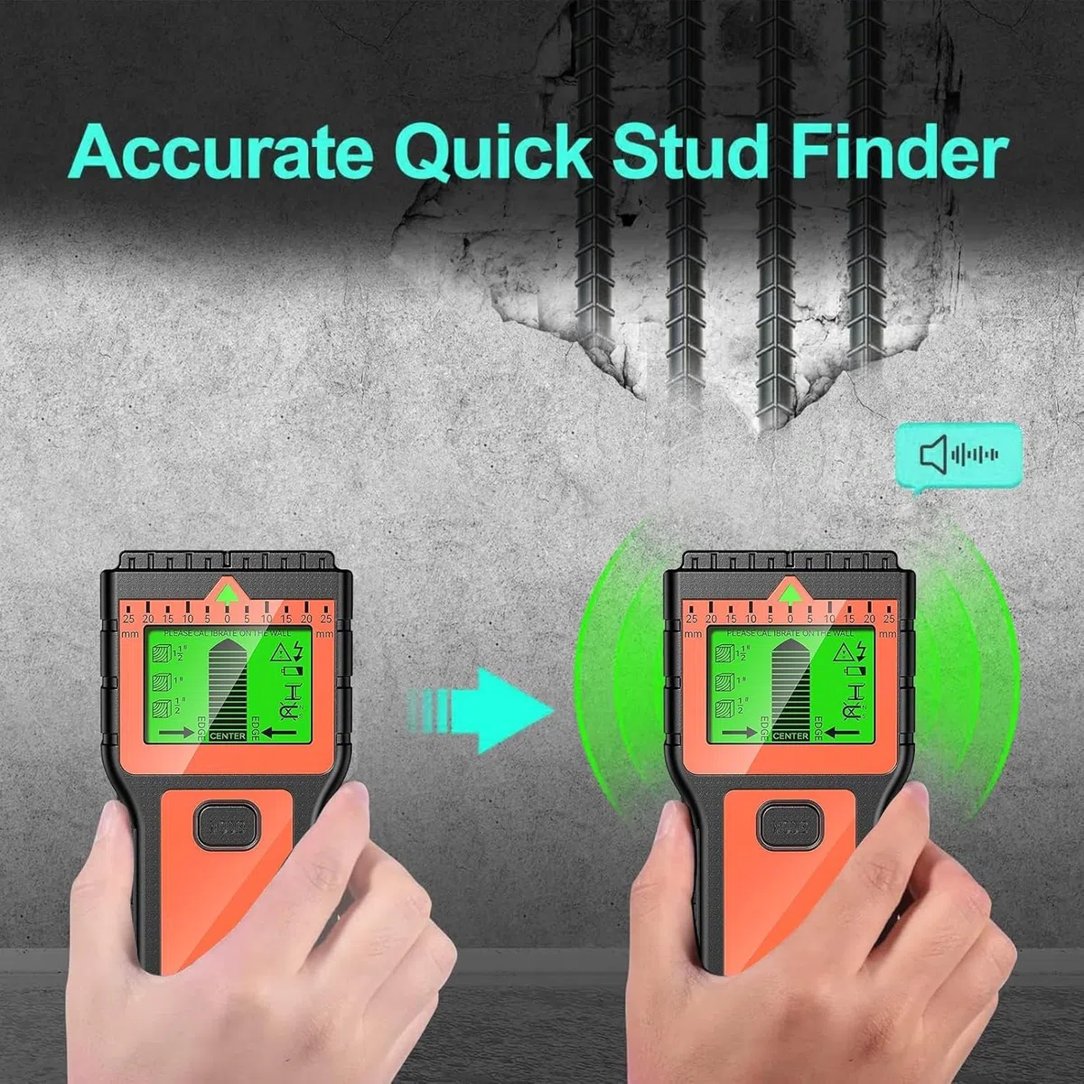 Détecteur de cable électrique avec écran LCD et alarme sonore – Scanner mural multifonction pour bois, métal et tuyaux (Orange)