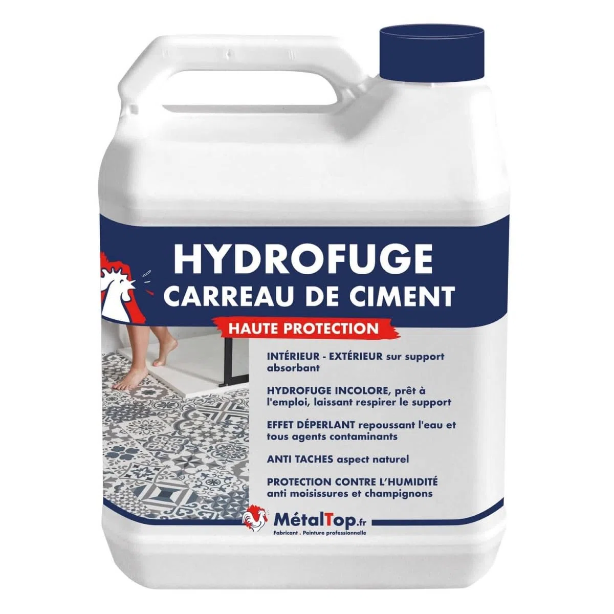 Métaltop - Hydrofuge Carreau De Ciment - 1 L - Protège durablement les carreaux de ciment poreux en intérieur et extérieur