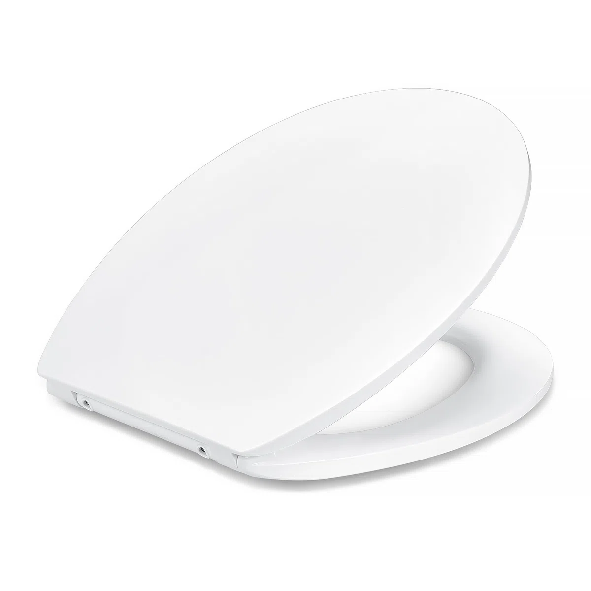 Amazon Basics Siège WC Ovale, Fermeture en Douceur, Charnières à Déclipsage Rapide, Taille Universelle, Urée Antistatique, Finition Porcelaine, Blanc