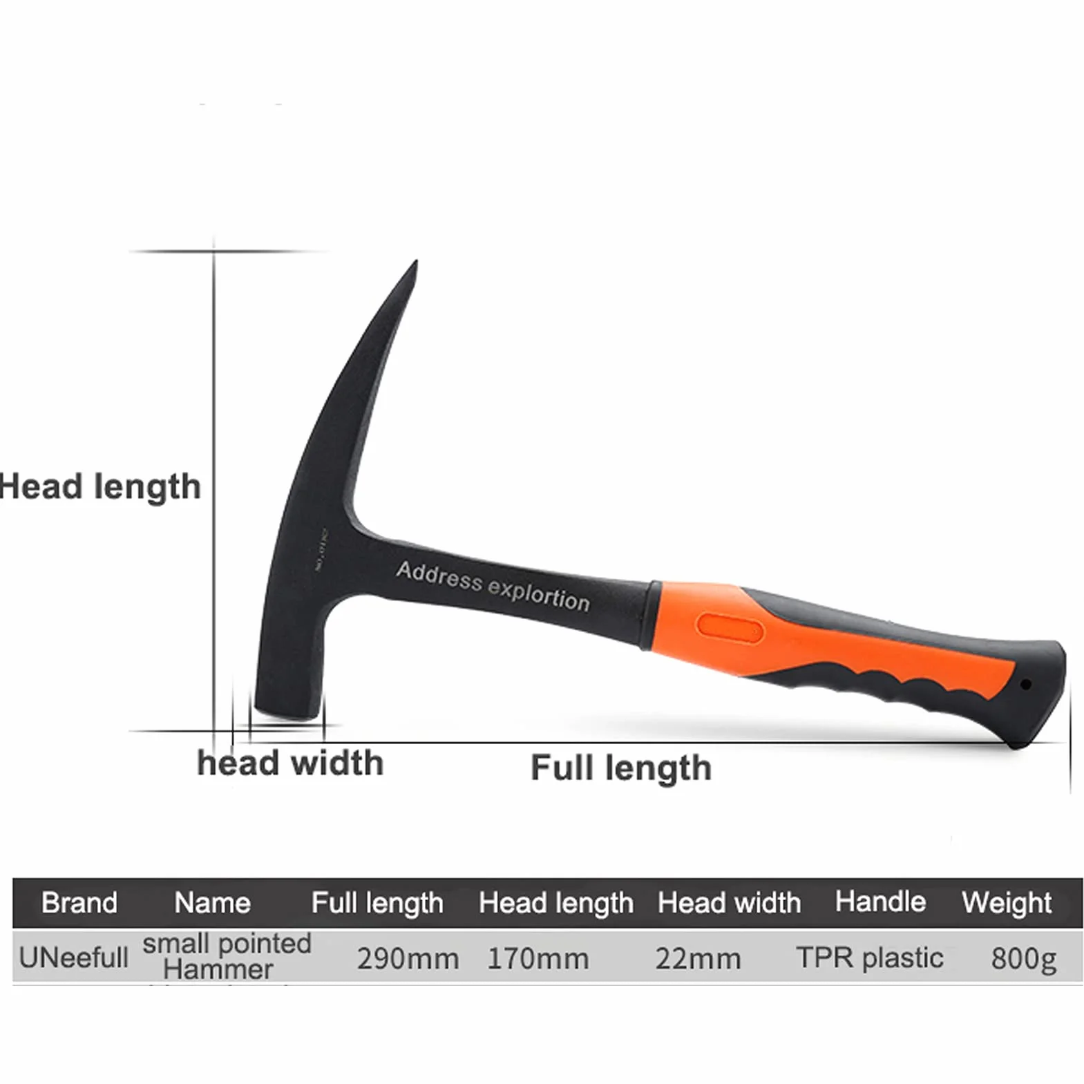 Marteau géologique - 11.4 '' Marteau à brique Manche tubulaire pour Exploration Géologique Marteau en Acier Solide Géologie Outils Fournitures Mine Outil d'exploration