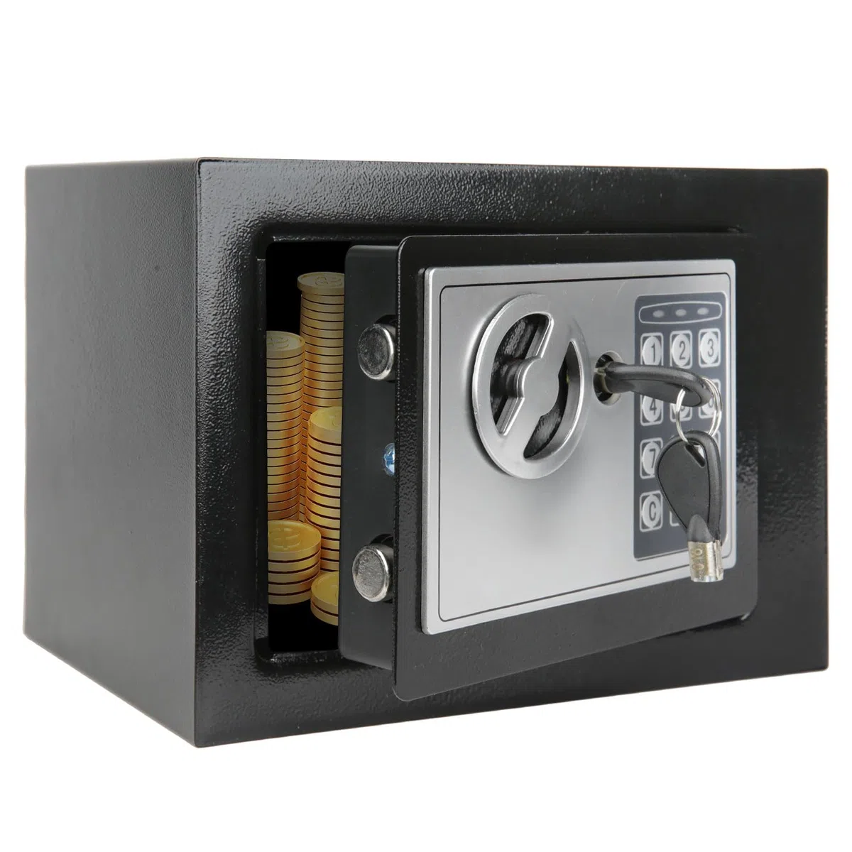 Coffre-fort de 4,6 l pour la maison, coffre-fort électronique antivol avec 2 clés, coffre-fort étanche, boîte de sécurité numérique pour objets de valeur, argent liquide et documents importants