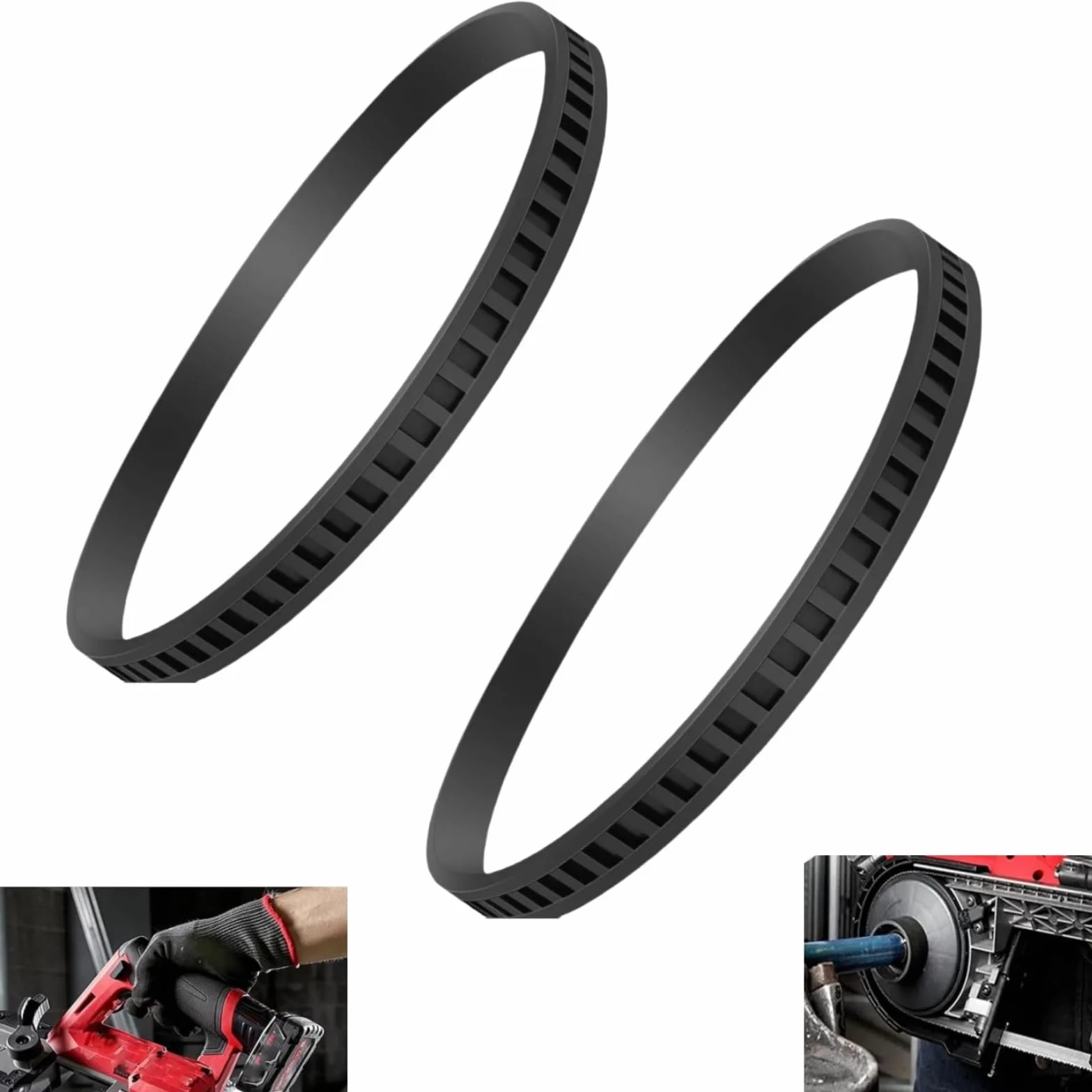 Lot de 2 scies à ruban en caoutchouc pour le travail du bois de 15,24 cm, scie à ruban compatible (15,2 cm, noir)
