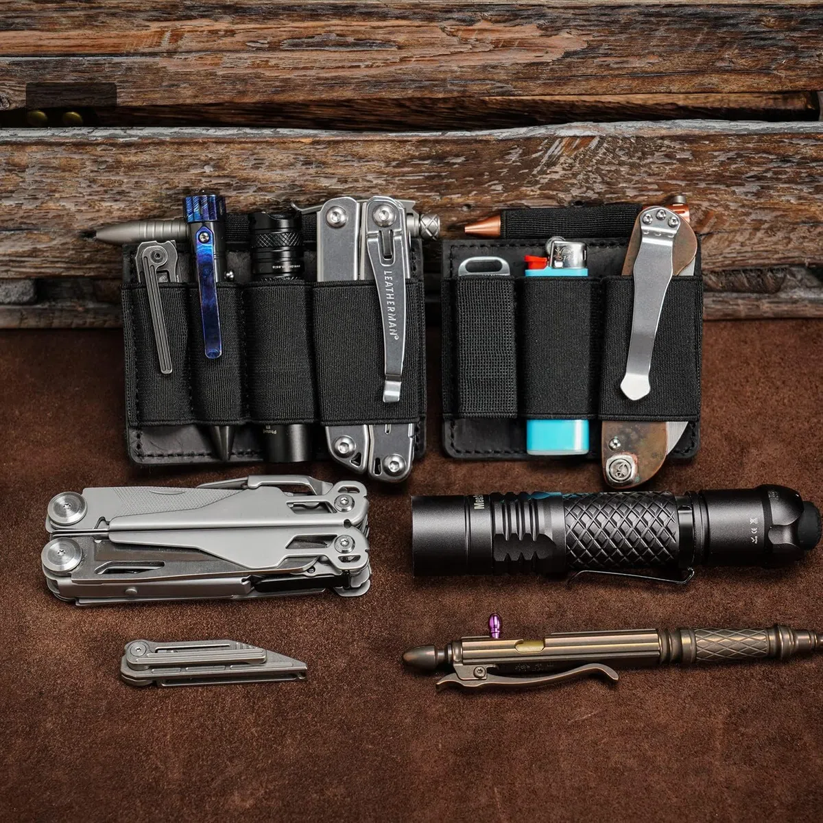 VIPERADE PL7 Organiseur élastique EDC Petit Insert de Rangement Scratch avec 4 Poches élastiques, Pochette élastique EDC, étui de Rangement Multi-Outils, Panneau de Rangement Scratch