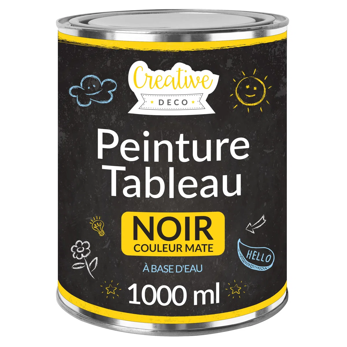 Creative Deco Peinture Ardoise Peinture Tableau Noir | 1000 ml | 10 m² / 1L Efficace | Mate | A Base d’Eau | Non-Toxique | Écriture et Dessin à la Craie