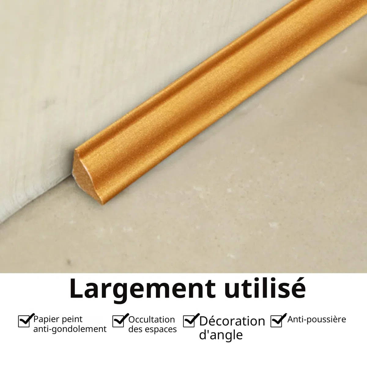 Moulure flexible en quart de rond, bande de moulage auto-adhésive en TPE, quart de rond anti-moisissure, moulure étanche pour bords de mur, bords de placard, bords de carreaux (Noir 3M, 27