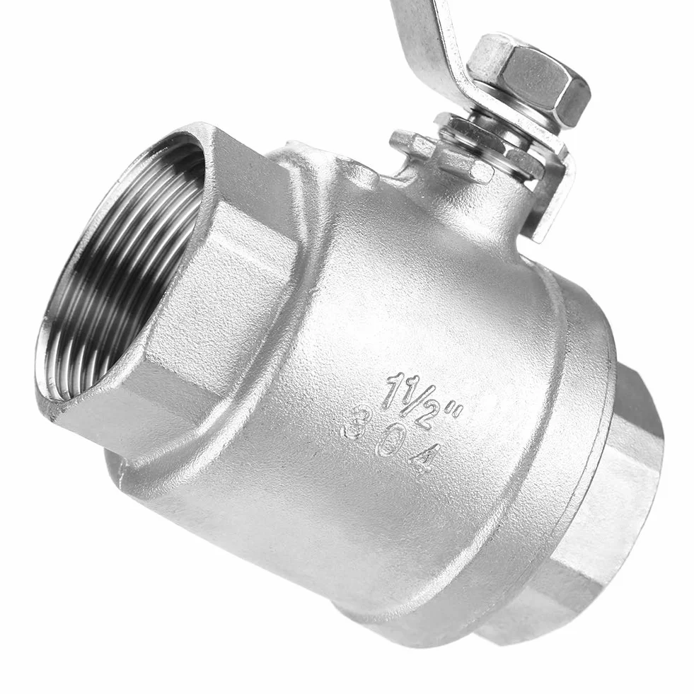 Robinet à boisseau sphérique à filetage femelle, deux pièces, en acier inoxydable 304, DN40, 1 1/2 po, 1 000 WOG