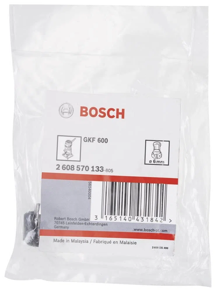 Bosch Professional 1x Pince de Serrage (Ø 6 mm, pour GFK 600/12V, Version UE, Accessoires pour Affleureuses)