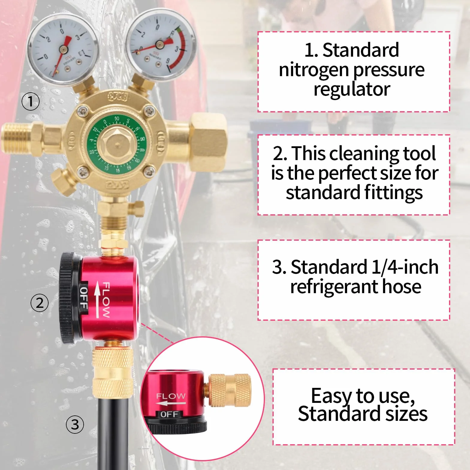 Outil Purge d'Azote en Laiton pour HVAC, Adaptateur Régulateur Débit Brasage d'Azote à 3 Modes avec Connexion Évasée 1/4" Équipement Essentiel d'Entretien et de Brasage HVAC