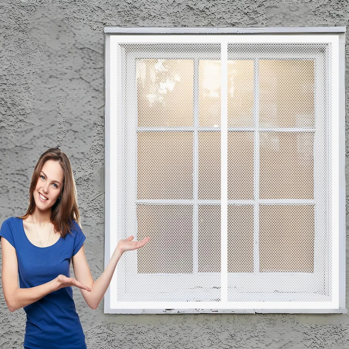 Rideau Magnétique Anti-Insectes 125 x 112 cm Moustiquaire Fenêtre Universelle Automatiquementfermé Rideau Anti Mouche pour Window and Door, Blanc