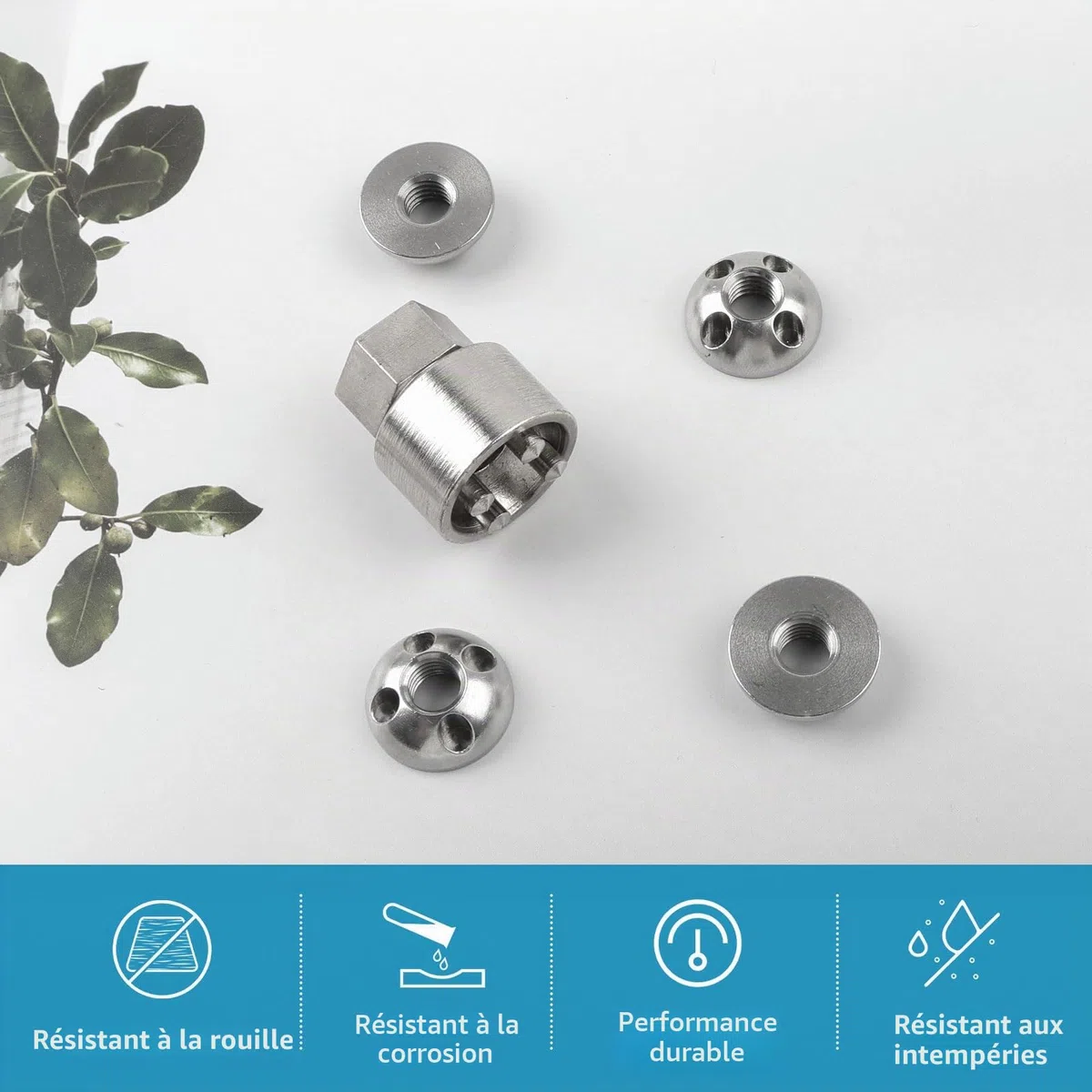 4 Pièces Écrous 1 Serrure M8 4 Trous Antivol Kit d'Écrous en Acier Inoxydable Antivol Écrou de Sécurité Antivol pour Tente de Toit Porte-Vélos Système Solaire