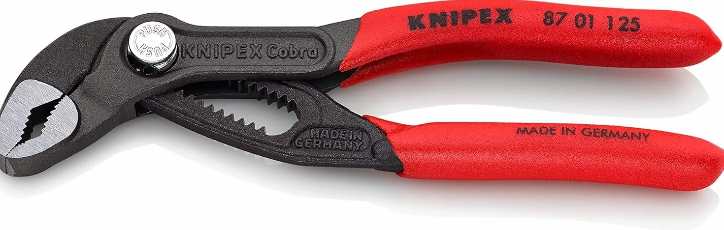 KNIPEX Cobra Pince multiprise de pointe sur carte LS gaines PVC anti-dérapantes 125 mm, 87 01 125 SB