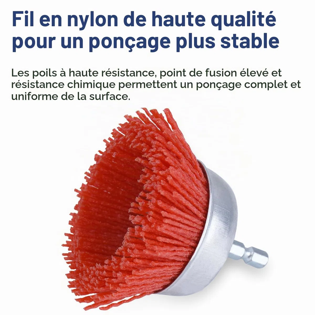 Brosse en nylon - Lot de 7 brosses en nylon pour perceuse avec tige 1/4 tige en nylons - Meuleuse d'angle - Brosses abrasives pour enlever la rouille - Couleur