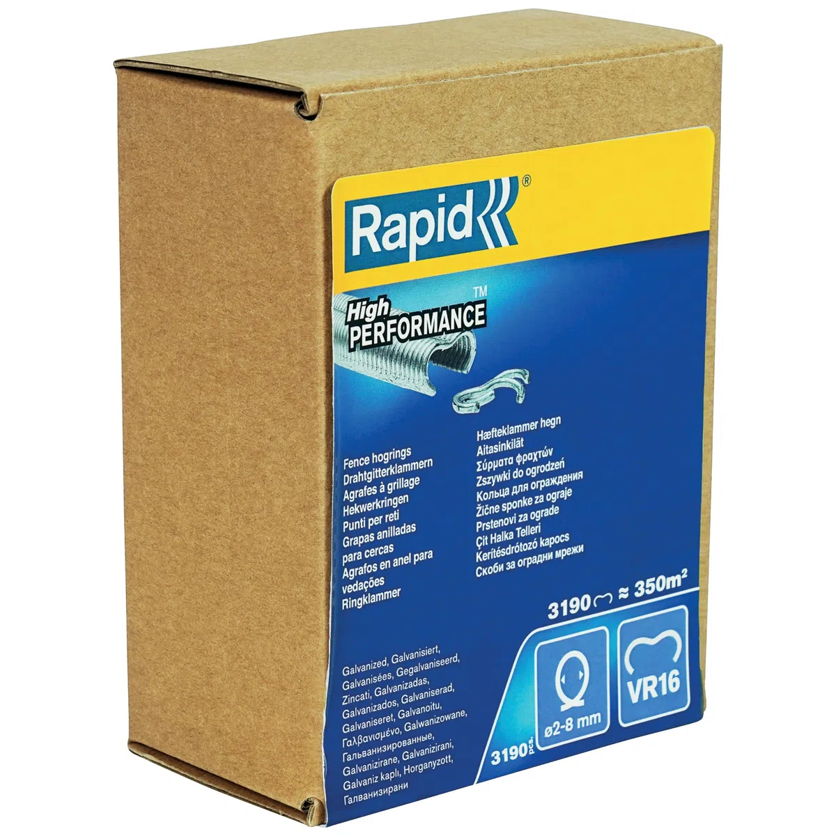Rapid VR16 - Agrafes à Grillage en Acier Galvanisé, Compatible avec les Grillages 2-8 mm, Idéal pour Sécuriser Cages & Clôtures, 3190 Pièces, Emballage Boîte (40108808)