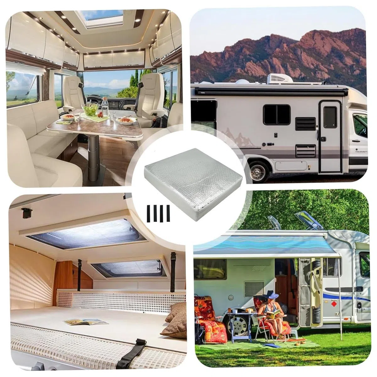 Couvertures de ventilation RV pour toit, couvercle de ventilation RV - Isolation de fenêtre RV étanche isolée,Accessoire de ventilation réfléchissante amovible pour le camping-car Caravan Salle de bai