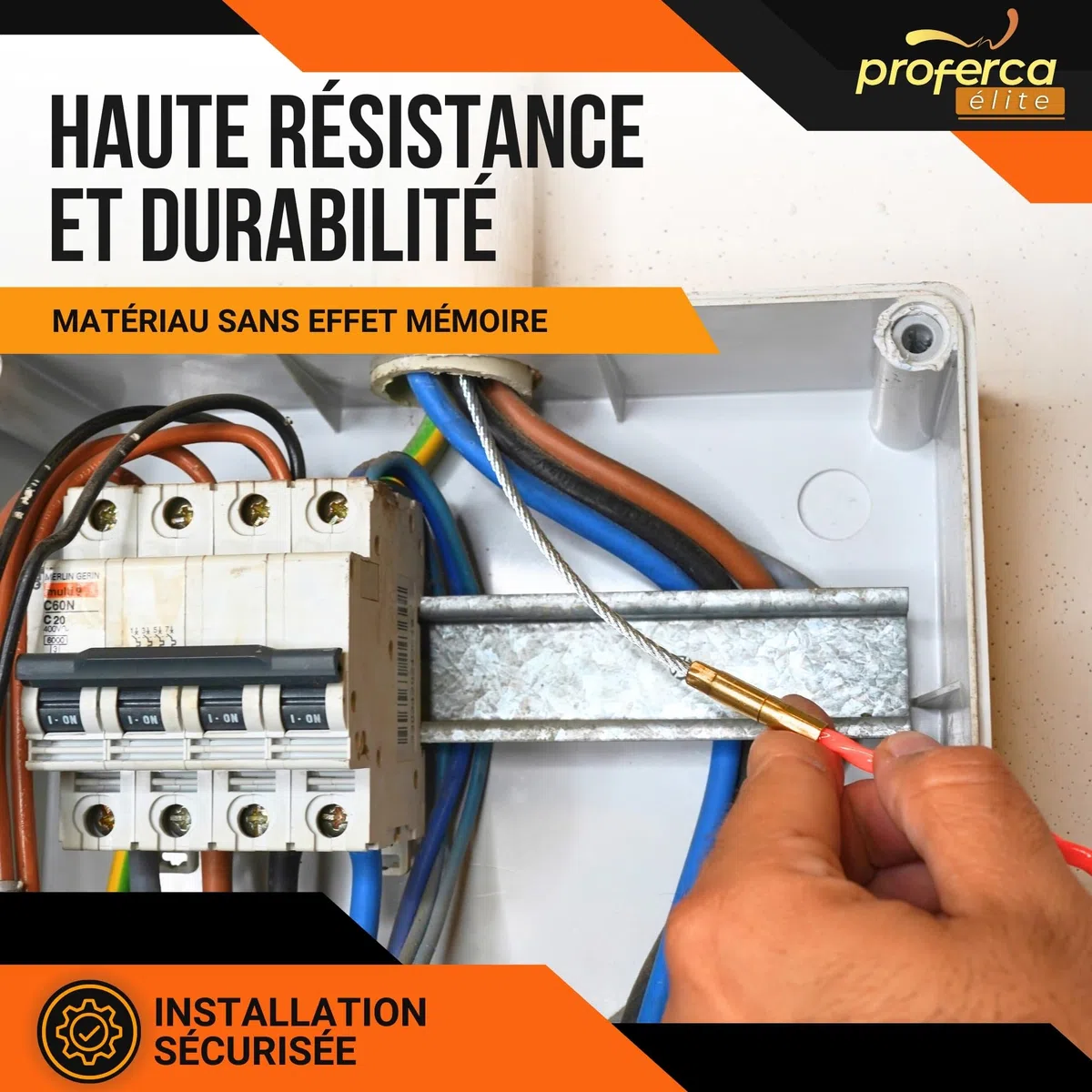 Aiguille Electricien 4.5mm 20 Mètres | Aiguille Tire Fil Électrique | Tire Câble Robuste pour Électriciens | Force de Poussée Maximale