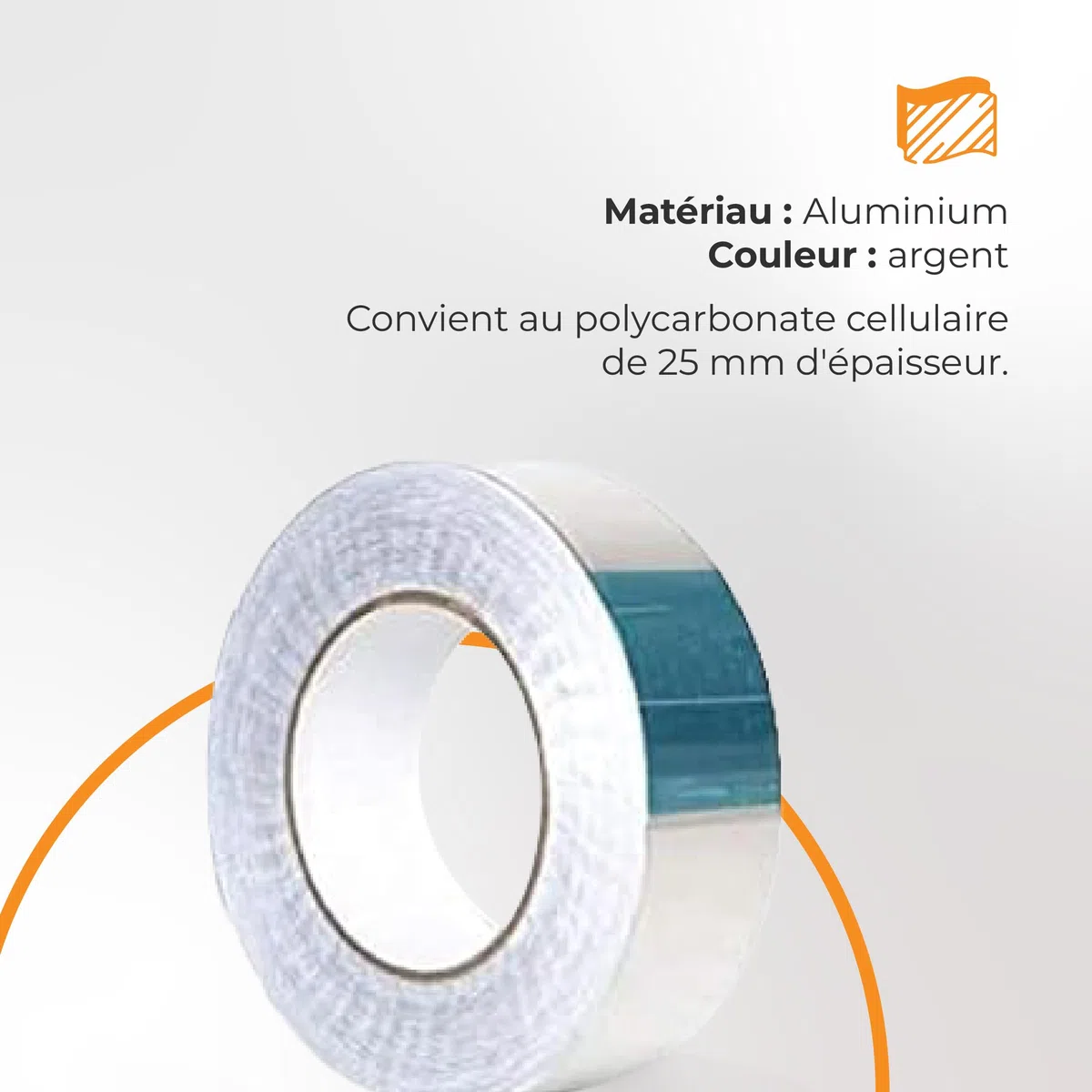 Ruban Adhésif en Aluminium perforé - Pour Sceller les Plaques en Polycarbonate - Empêche la poussière et l'humidité de pénétrer - 62 mm x 50 ml