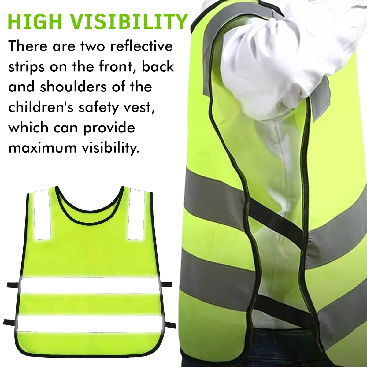 Gilet De Sécurité pour Enfants, 10 Pièces Gilets de Sécurité pour Enfants, Gilet de Sécurité Enfants Réfléchissant pour Vélos pour Enfants (3-12 Ans), pour Course en Extérieur, Cyclisme, Sport