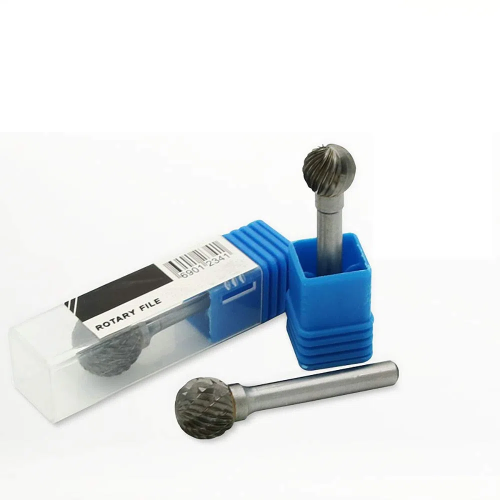 Powertool - Lime rotative à tête sphérique en carbure de tungstène pour le travail du bois, la gravure (double fente, 16 x 14 mm)