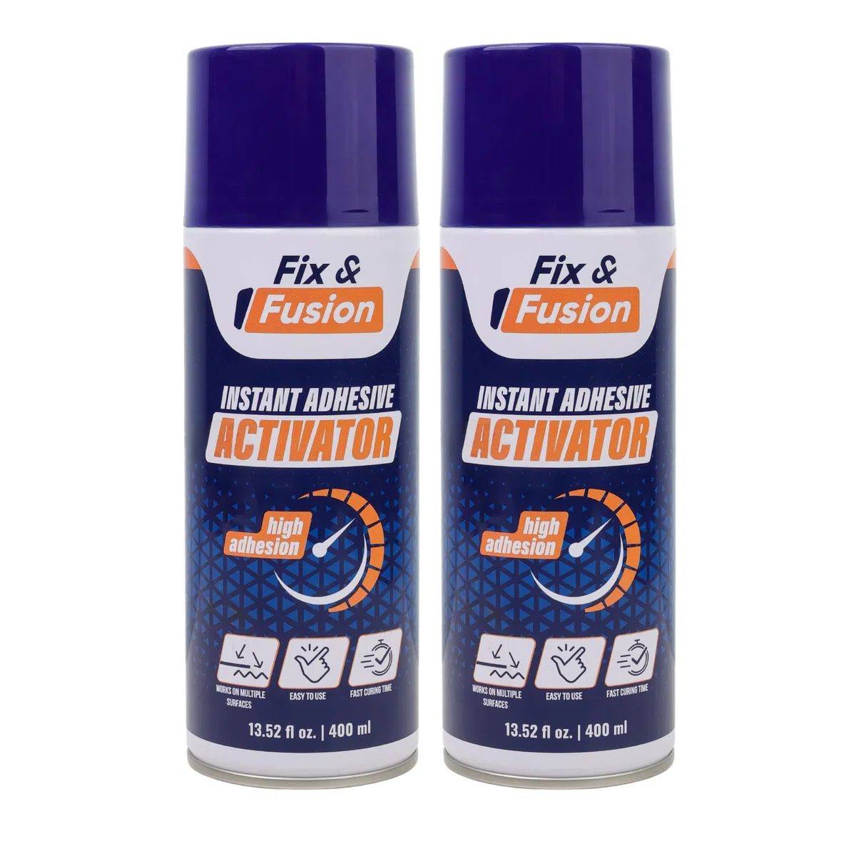 FIX & FUSION Activateur Spray (400 ml) | Accélérateur Séchage pour Colle Cyanoacrylate (CA) Super Glue | Bois, Plastique, Caoutchouc, Granit & Bricolage | Adhérence Renforcée, Séchage Rapide (2 Pack)