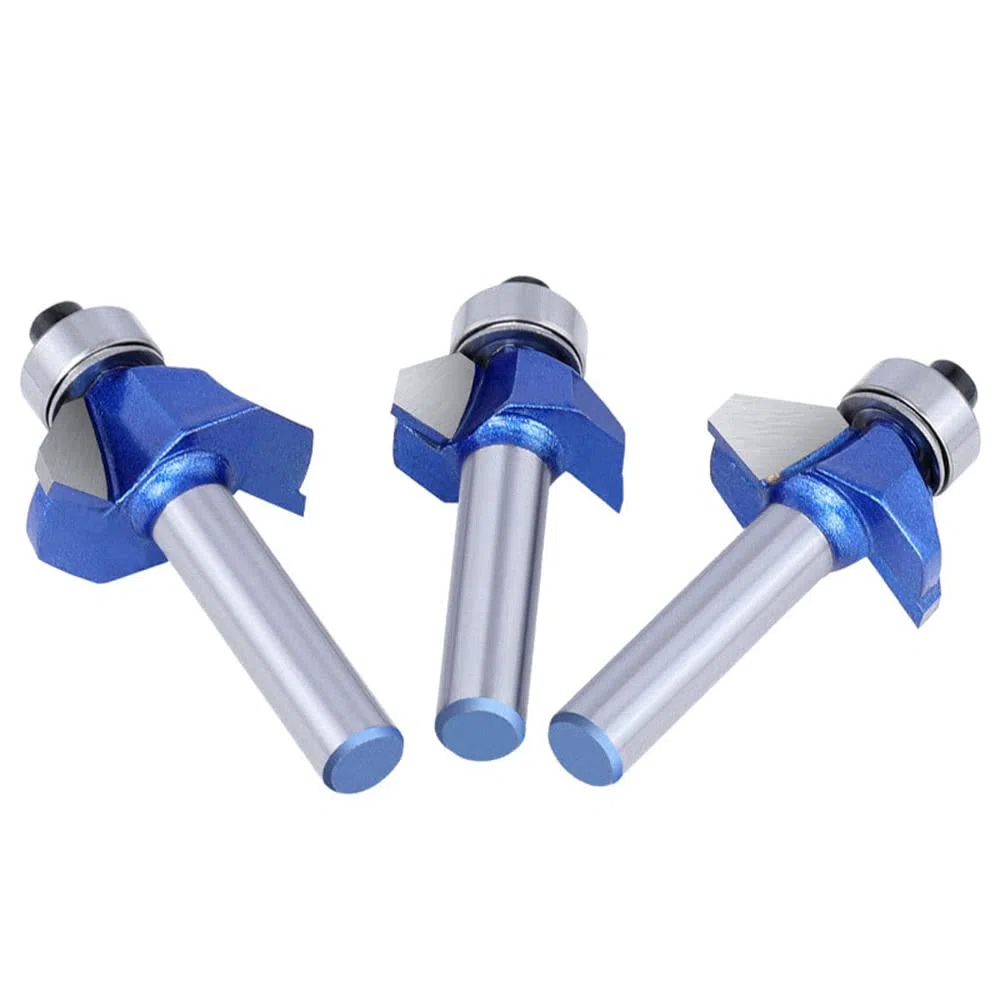 ASNOMY 4 Pcs 8mm Tige Fraise à Chanfreiner à 45 degrés, répans de Chanfrein Bit de Routeur pour le Chanfreinage du Bois Outil de Coupe à Découper