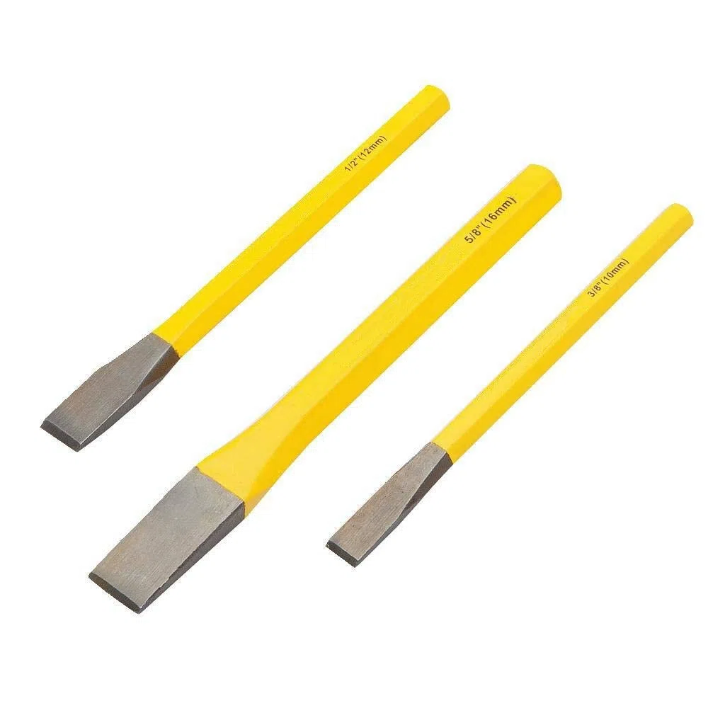 Lot de 3 burins à bois 3/8", 1/2", 15,8 mm, burins à froid plats pour travail du bois et du métal