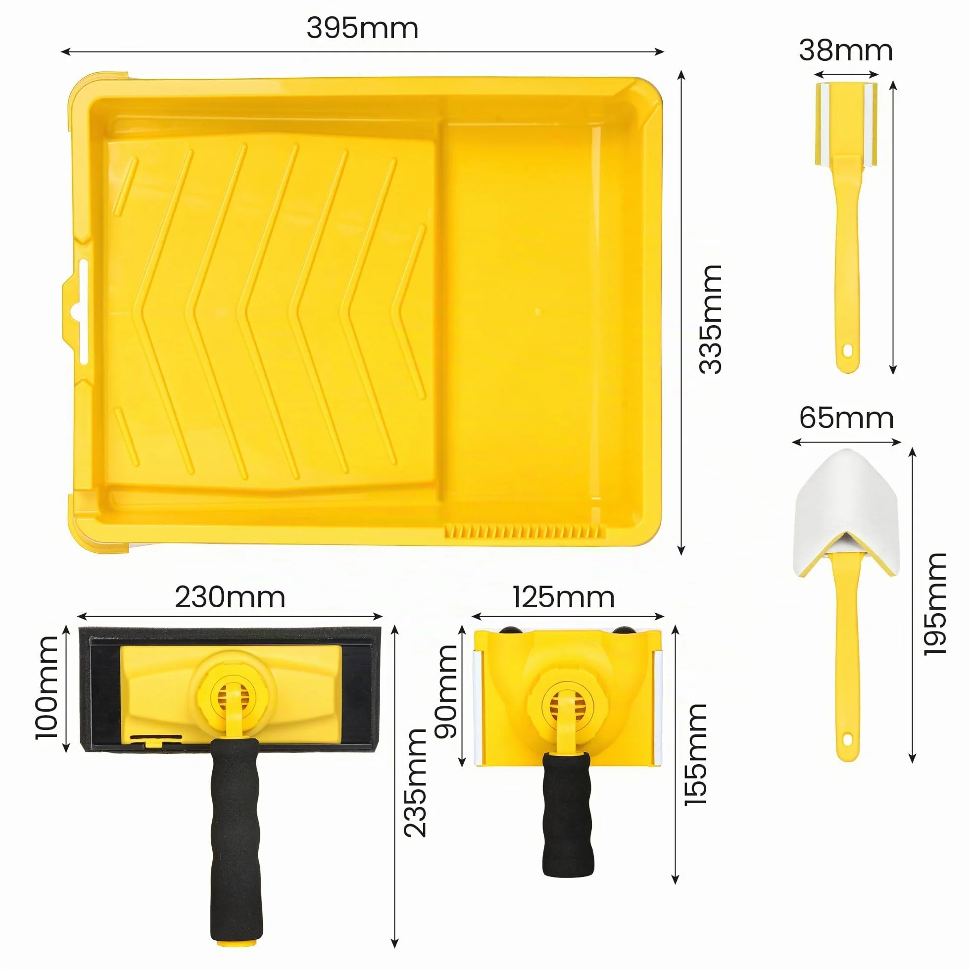Kit d'outils de coupe-bordures Voomey, ensemble de tampons de peinture de 22,86 cm, kit de 7 pièces de coupe-bordures avec garniture, tampon de retouche, tampon mural d'angle et plafond pour peintre