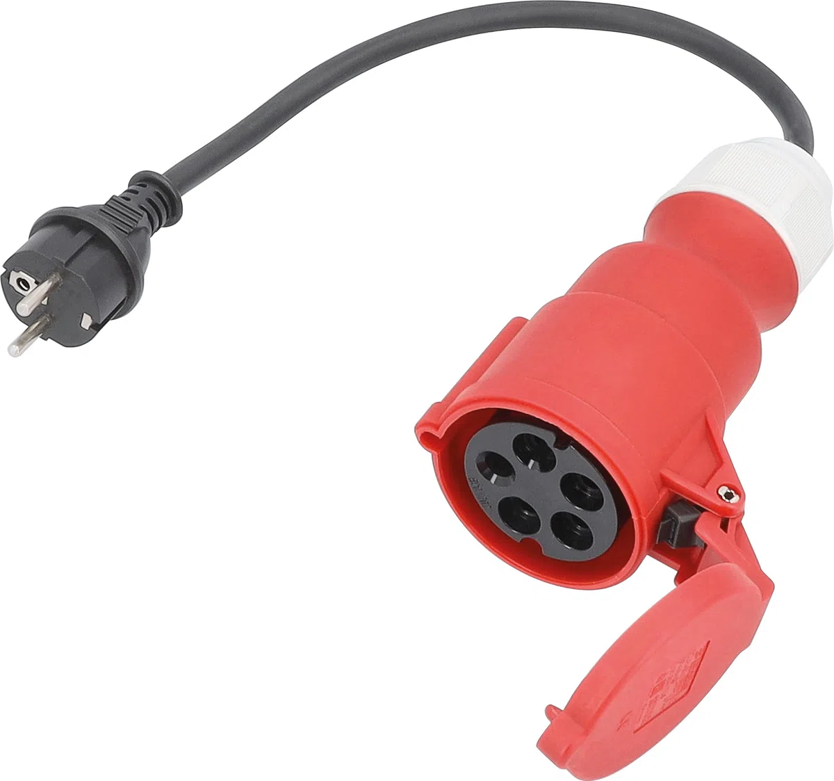 as - Schwabe Câble Adaptateur - Fiche de Contact de Protection 230 V/16 A vers raccord CEE 400 V/16 A/5 Broches - 0,3 m H07RN-F 3G2,5 - Tuyau en Caoutchouc Lourd - IP44 résistant aux éclaboussures