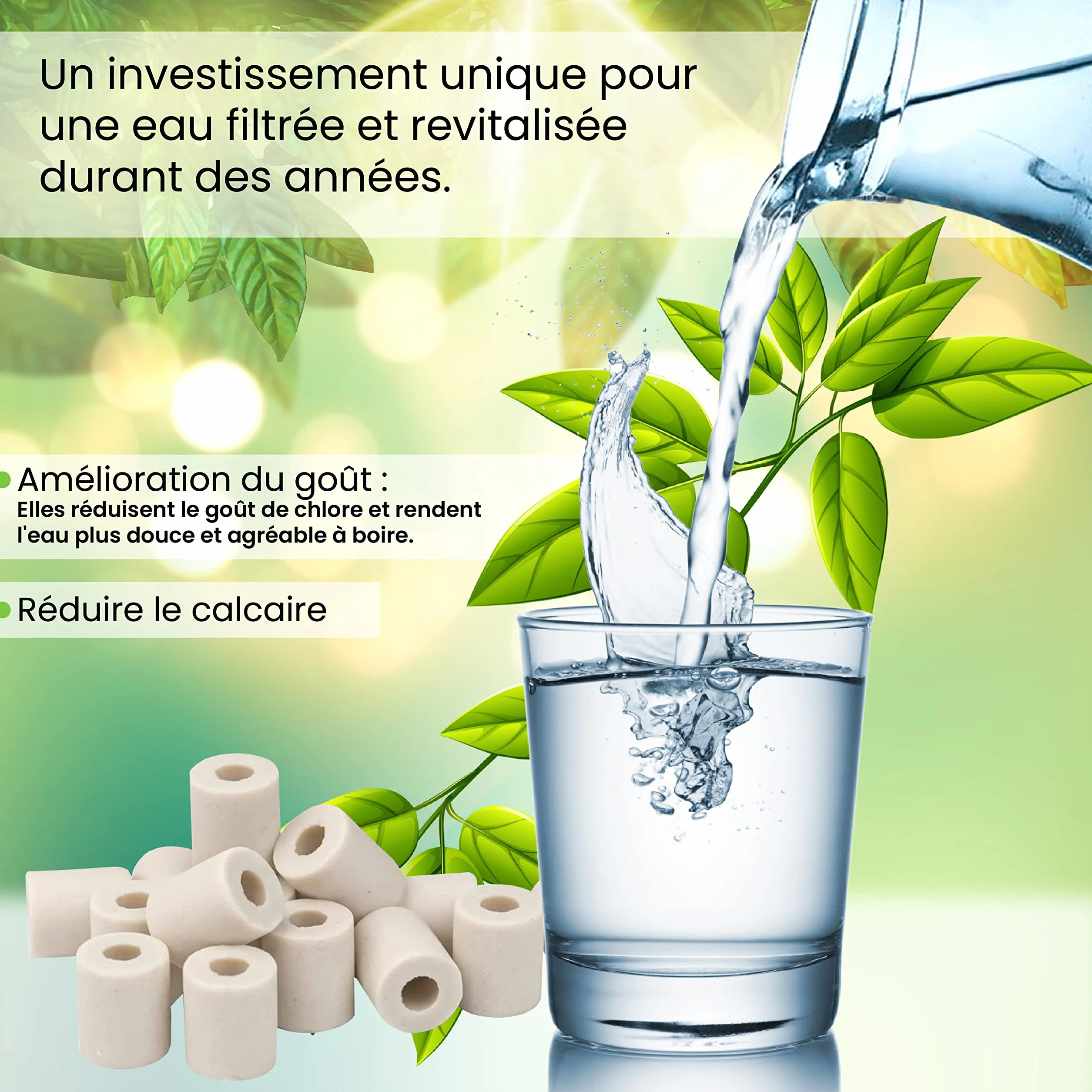 105 Perles de Céramique Grises Fermentées – Filtre à Eau Naturel Anti-Calcaire pour Carafe, Bouilloire, Gourde, Lave-Linge – Purification et Adoucissement de l’Eau