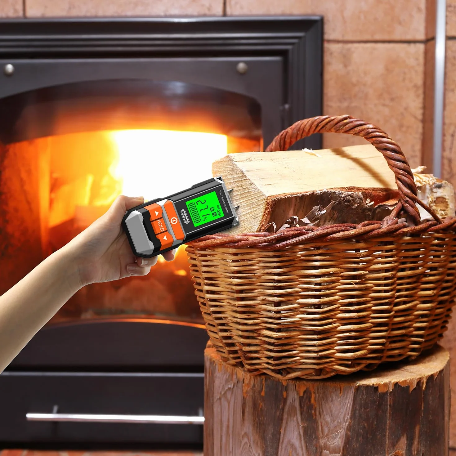 Dr.meter Testeur Humidité, 2 in 1 Testeur Humidité Bois Avec ou sans épingle Testeur Humidité Mur Testeur de L'humidité du Bois et des Matériaux de Construction Ecran LCD Rétroéclairé