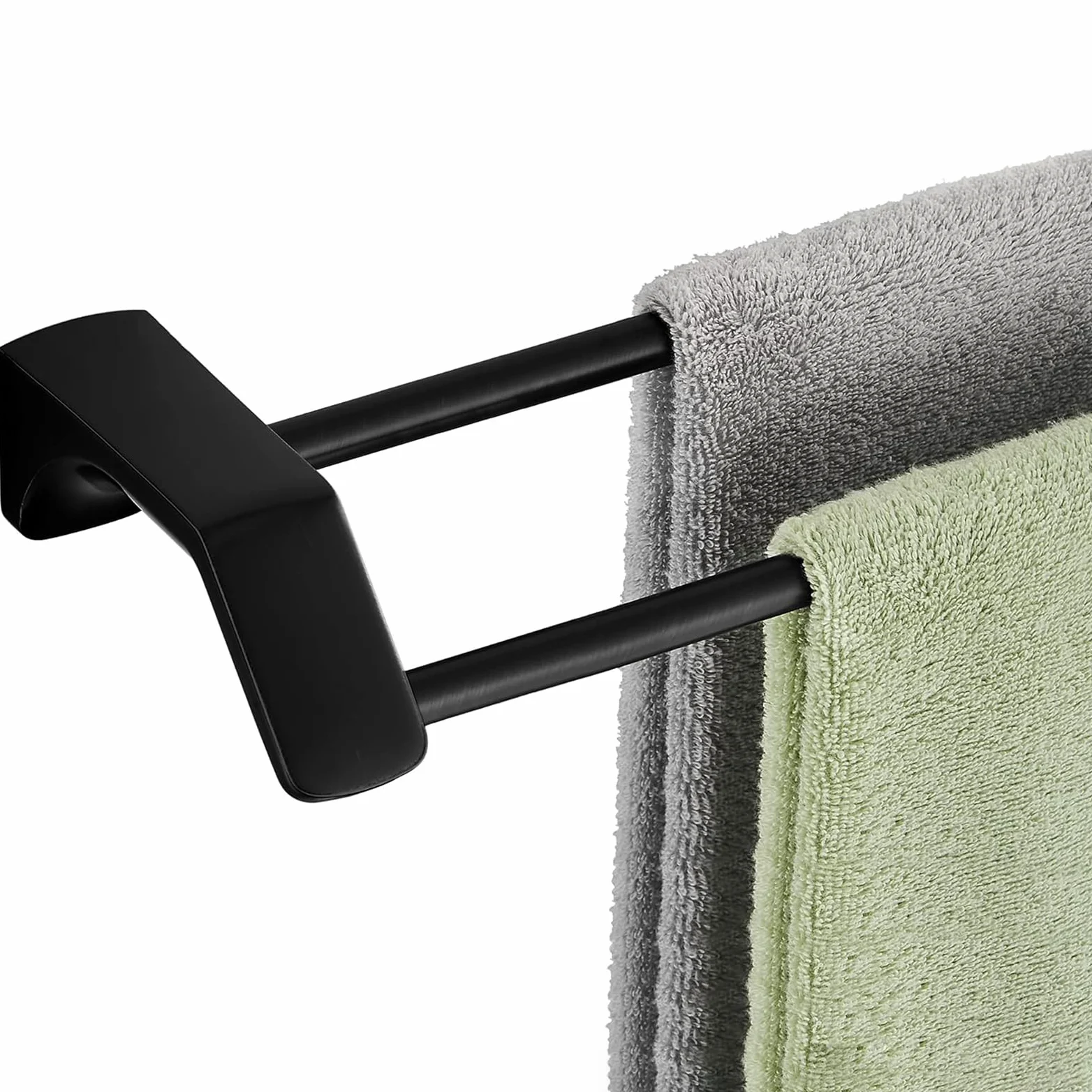 Double Barre Porte-Serviettes de Bain 60CM Porte Serviette à Deux Bras en Acier Inoxydable Porte-Serviettes Mural Range Serviettes pour Salle de Bain ou Cuisine (Noir)