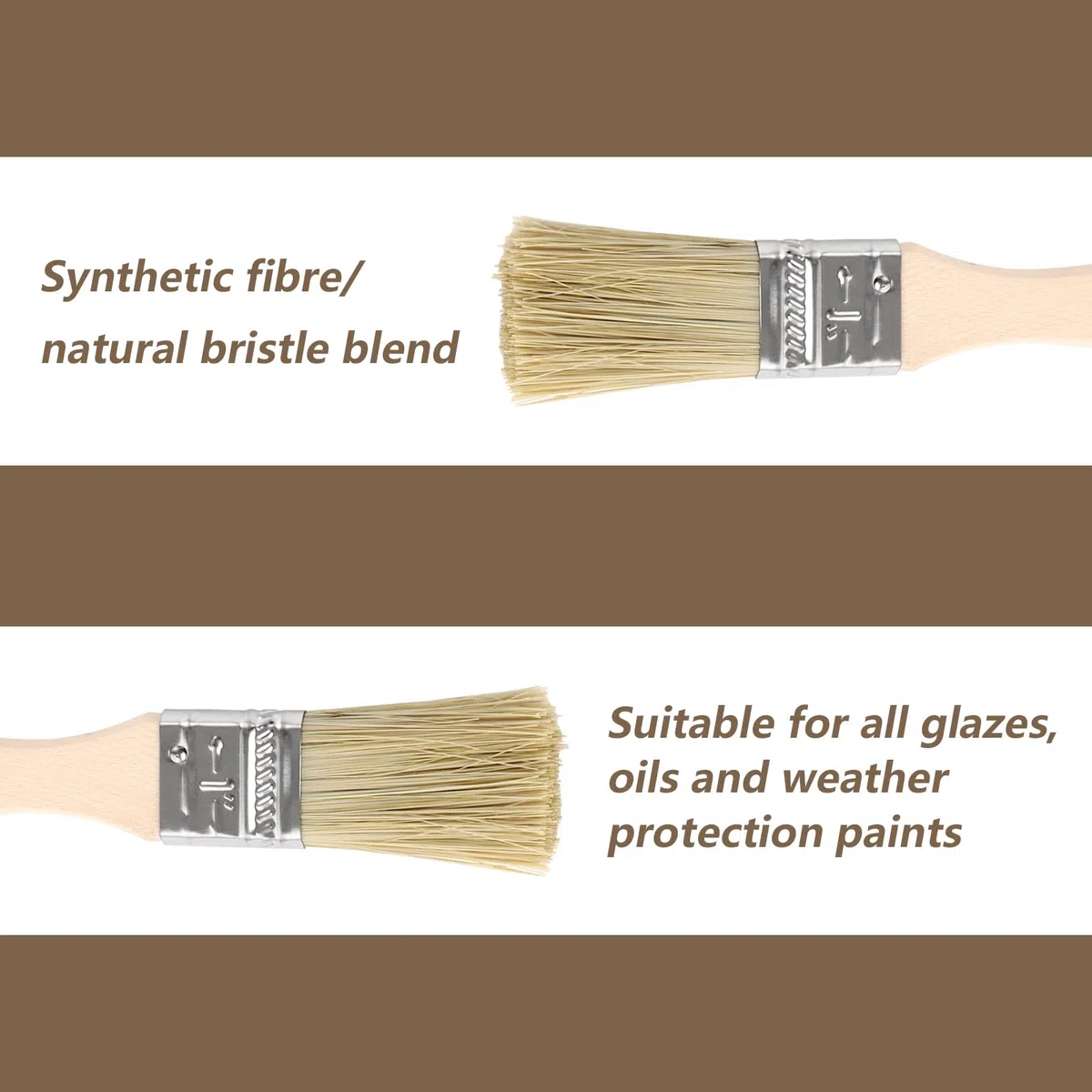 CYEER Lot de 100 Pinceaux Plats (16 mm), Pinceaux en Soies Naturelles avec Manche en Bois, Kit de Pinceaux Robustes pour Peinture, Vernis, Lasures et Colles, Idéal pour Bricolage, Rénovation et Atelie