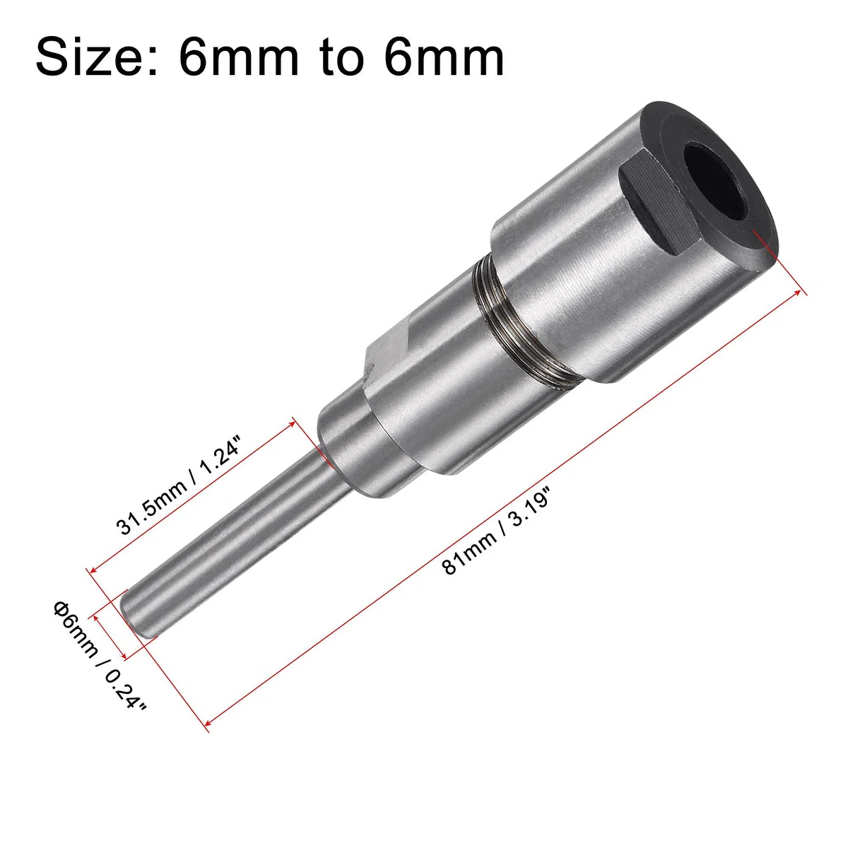 sourcing map Router Collet Extension Tige Convertisseur Adaptateur 6mm à 6mm pour CNC Gravure Machine Travail Bois Fraisage Mèche