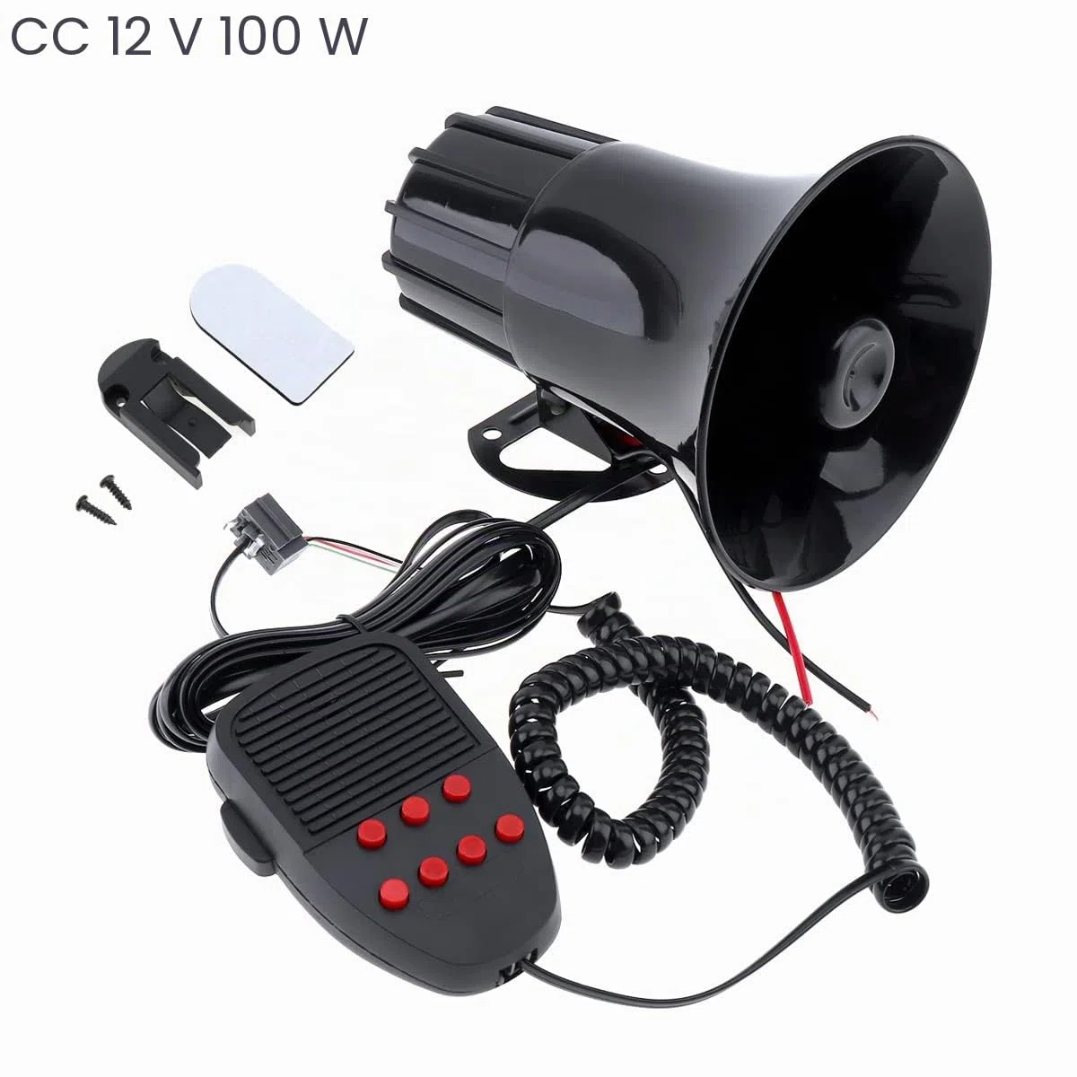 Sirène d'avertissement puissante 12 V pour voiture, vans, camions, motos avec haut-parleur 150 dB 100 W