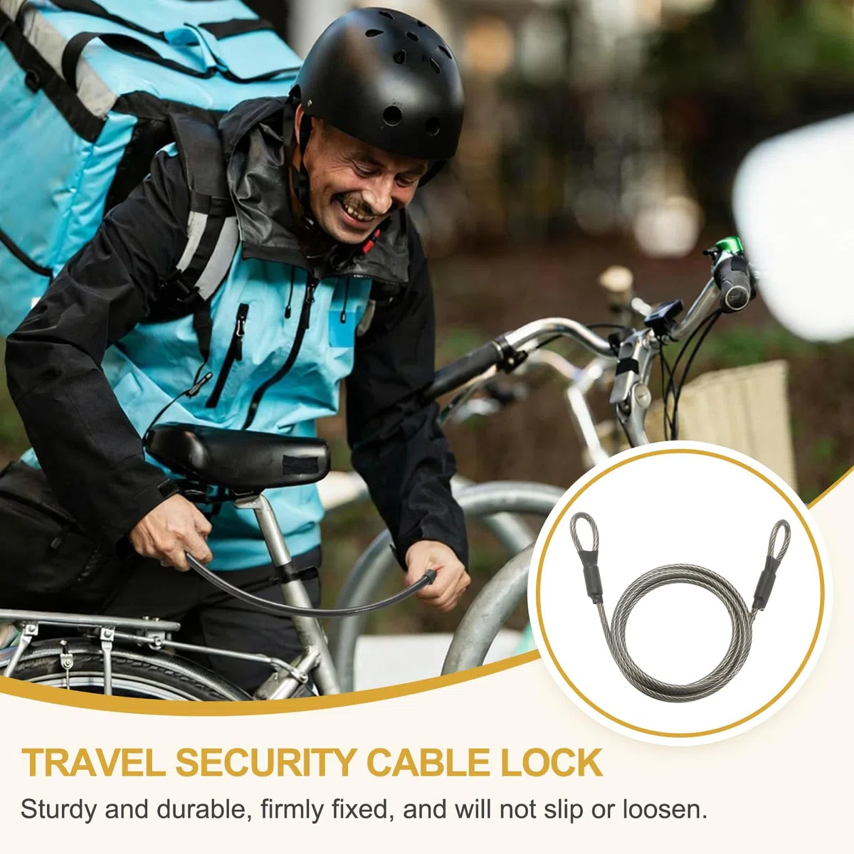 PATIKIL Câble antivol de sécurité (0,6 cm de diamètre, 9 m, gris) avec revêtement en vinyle et acier galvanisé flexible - Câble de sécurité pour bagages avec double boucles - Convient pour l'extérieur